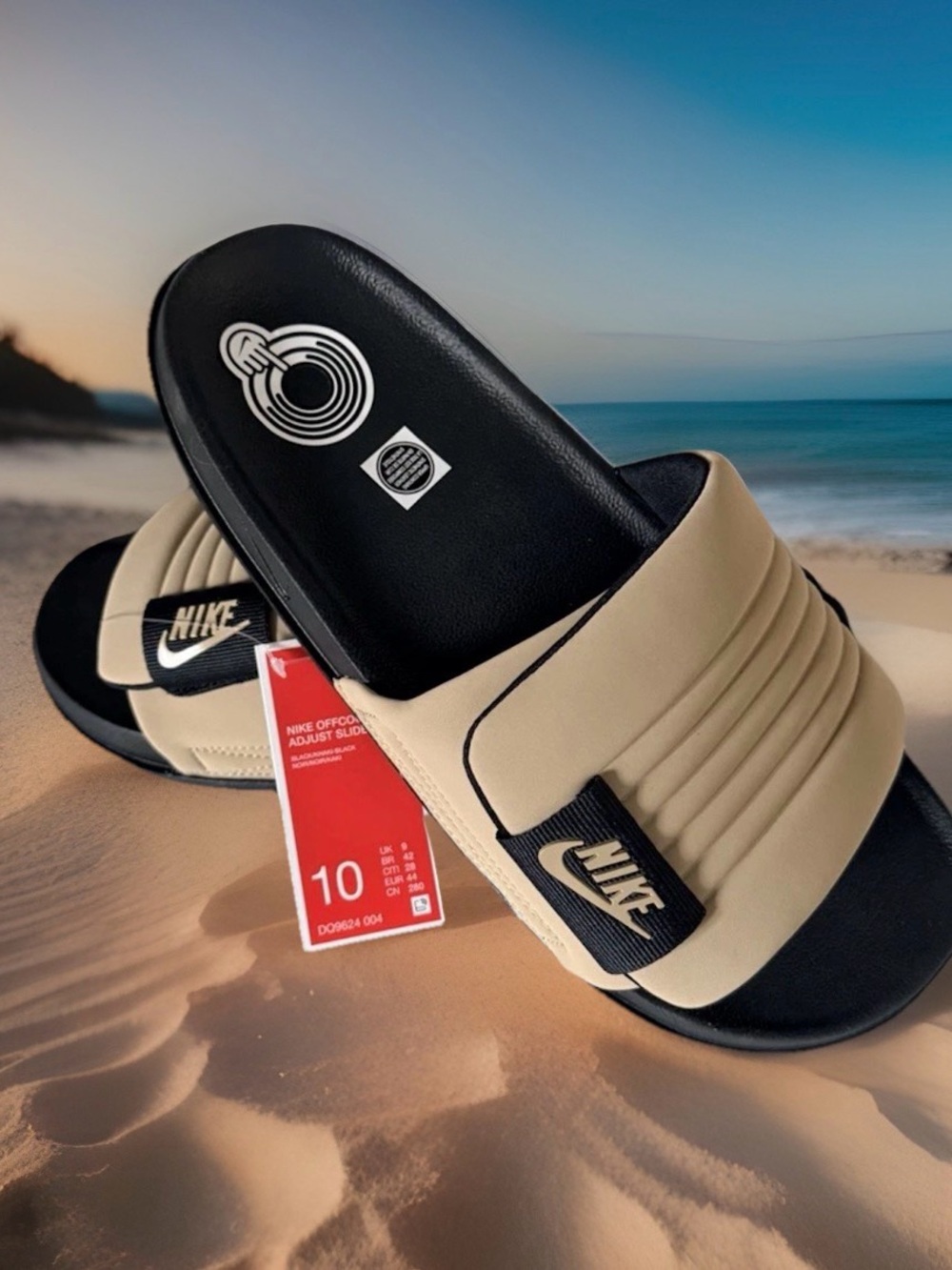 Nike Offcourt Men's Size 10 Adjustable Slide Sandals. Khaki/Black. New with Tags